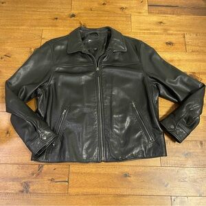 Coach Men’s Black Leather Jacket Sz 2XL Cow Leather Zipper Pockets